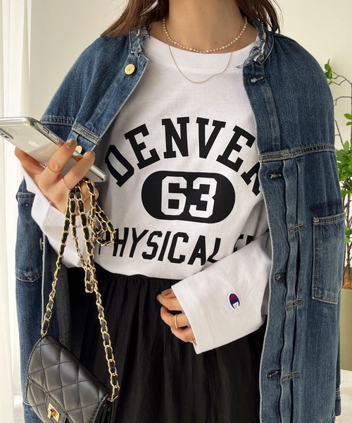 「AMERICANA」 長袖カットソー ONE SIZE スミクロ レディース Champion 「Champion」 長袖カットソー LARGE ブラック