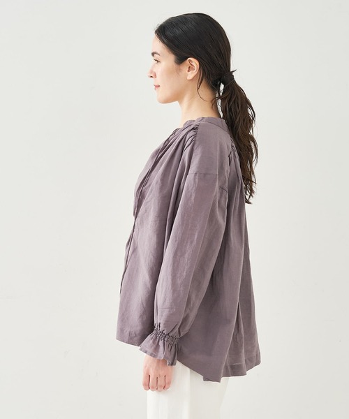 collex（コレックス） ブラウス シャツ リネンコットンギャザー