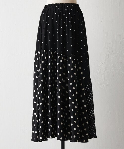 BEARDSLEY 美品　ドットパッチワーク　ロングスカート BEARDSLEY スカート ドットパッチワークロングスカート