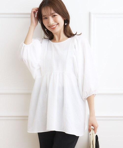 「couture brooch」 7分袖チュニック 38 ライトグレー レディース