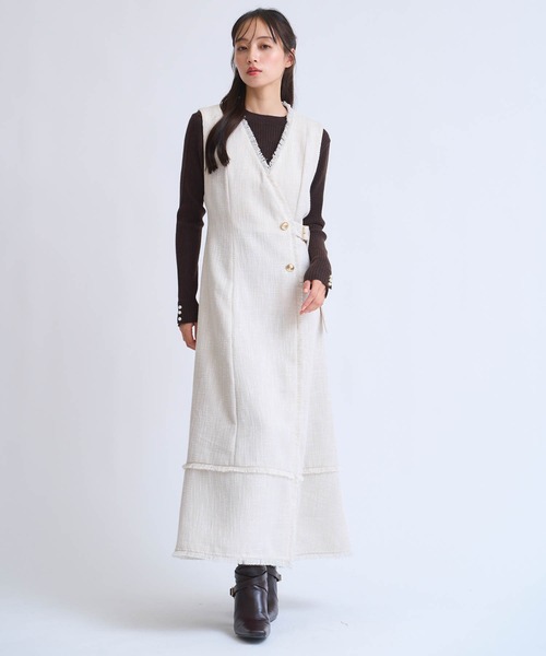 NOELA（ノエラ） ワンピース フリンジラインツイードワンピース