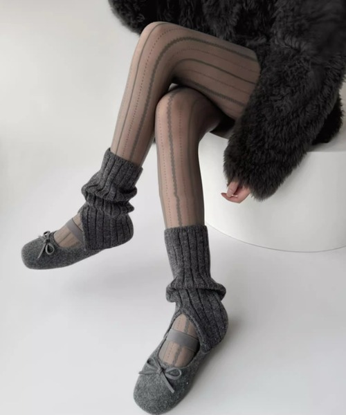 タイツ LACE STRIPE SHEER STOCKINGS レースストライプシアー