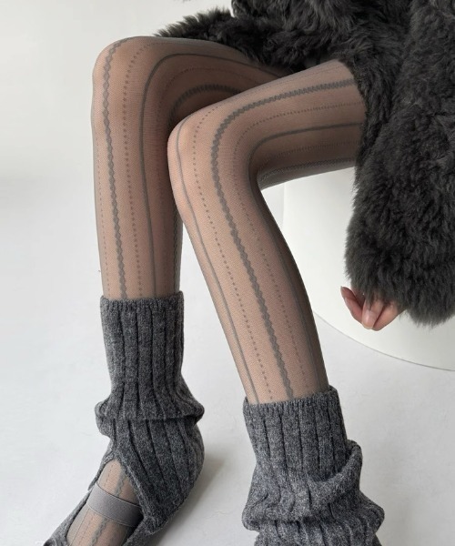 タイツ LACE STRIPE SHEER STOCKINGS レースストライプシアー