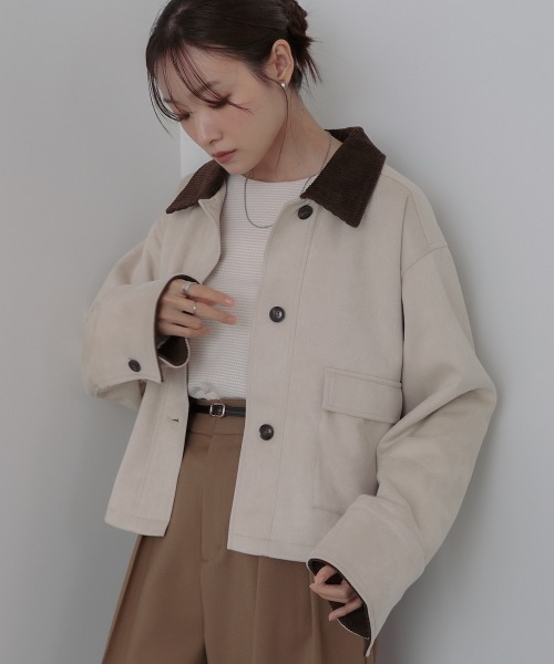 BAB（バブ） コート アウター フェイクスエード×コーデュロイショート 