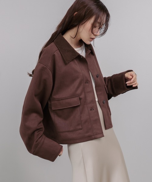 BAB（バブ） コート アウター フェイクスエード×コーデュロイショート