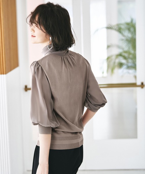 「RUIRUE BOUTIQUE」 7分袖ニット S グレイッシュベージュ レディース_画像2