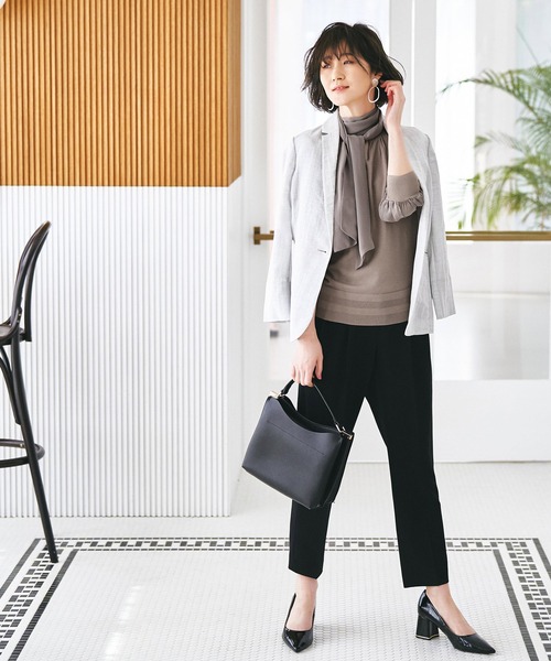 「RUIRUE BOUTIQUE」 7分袖ニット S グレイッシュベージュ レディース_画像8