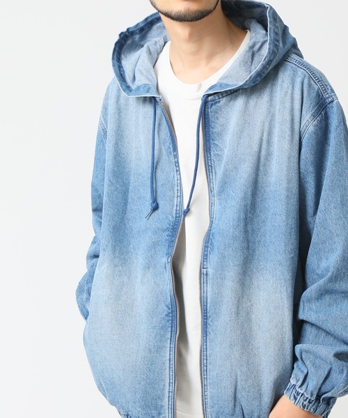 ARCADE（アーケード） パーカー USEDウォッシュデニムゆったりパーカー