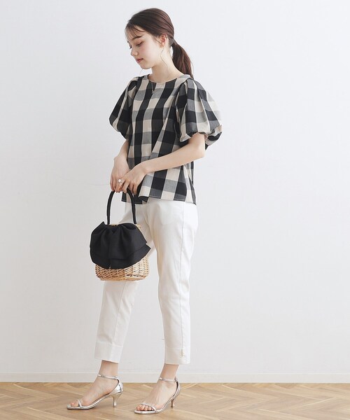 「couture brooch」 半袖ブラウス 40 ネイビー レディース_画像3