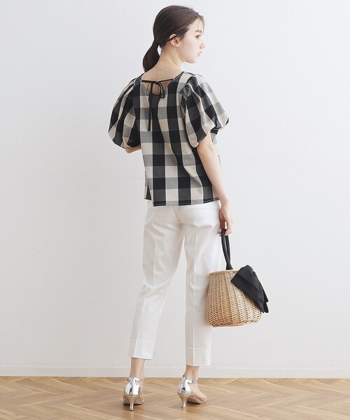 「couture brooch」 半袖ブラウス 40 ネイビー レディース_画像4