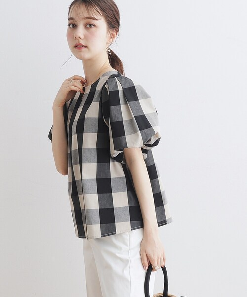 「couture brooch」 半袖ブラウス 40 ネイビー レディース_画像6