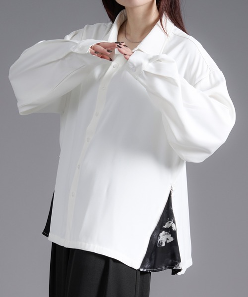 Ellno Loset（エルノロゼット） シャツ 2WAYサイドジップガラパターン