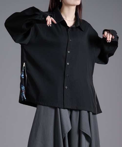 Ellno Loset（エルノロゼット） シャツ 2WAYサイドジップガラパターン