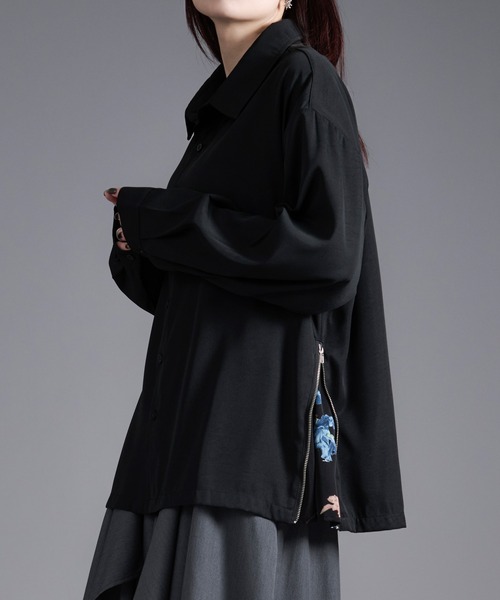 Ellno Loset（エルノロゼット） シャツ 2WAYサイドジップガラパターン