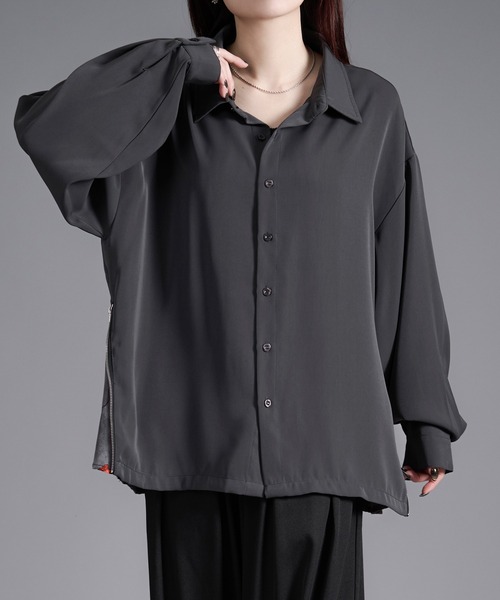 Ellno Loset（エルノロゼット） シャツ 2WAYサイドジップガラパターン