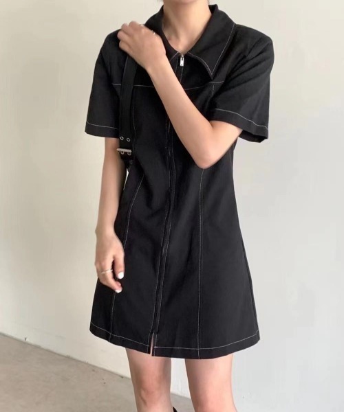 「almo」 半袖ワンピース FREE ブラック レディース_画像5