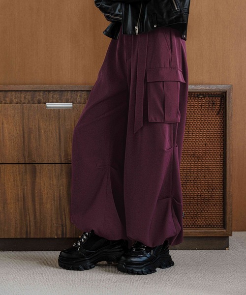HARE カーゴパンツ バーガンディ HARE（ハレ） カーゴパンツ ベーシックワイドカーゴパンツ(HARE