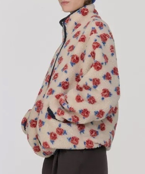 ViViDAY ブルゾン アウター バラ柄もこもこボアブルゾン レディース