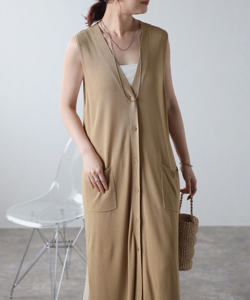 「＆HALF」 「noa-ge」ベスト M ベージュ レディース_画像4