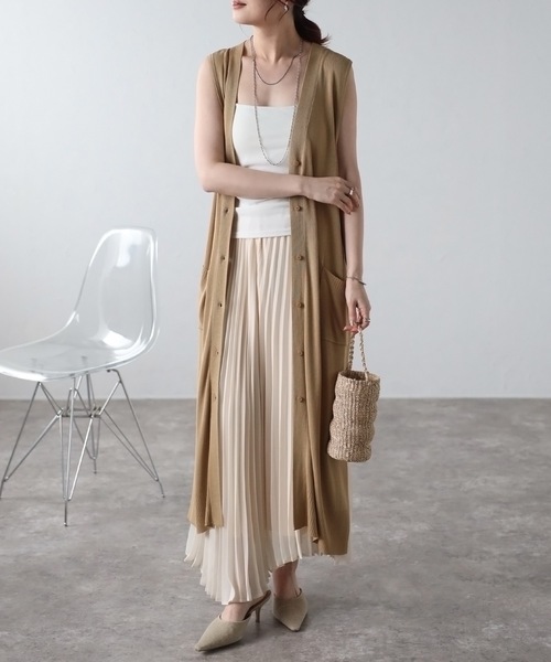 「＆HALF」 「noa-ge」ベスト M ベージュ レディース_画像8