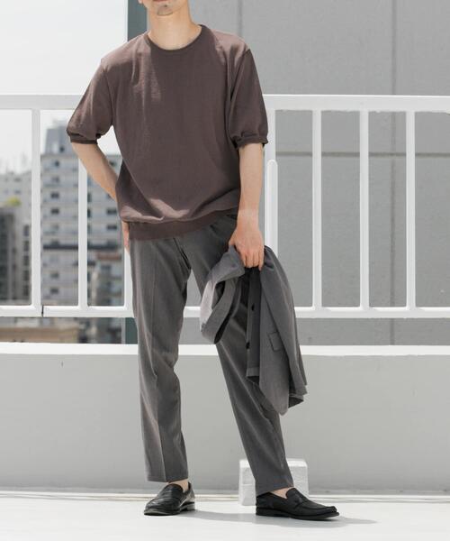 「URBAN RESEARCH ROSSO MEN」 半袖ニット MEDIUM チャコールグレー メンズ_画像6