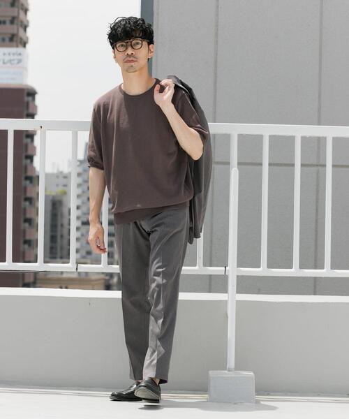 「URBAN RESEARCH ROSSO MEN」 半袖ニット MEDIUM チャコールグレー メンズ_画像7