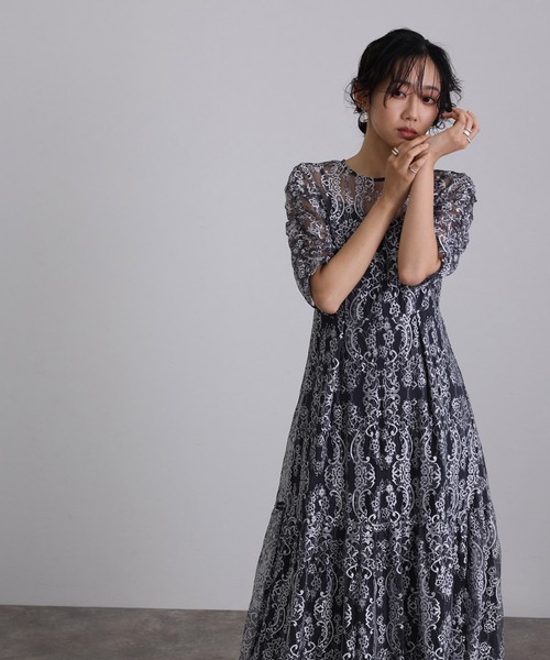 atlo（アトロ） 7分袖ワンピース M ダークカーキ レディース