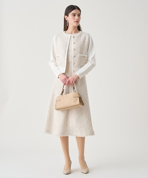 アドーアワンピース　ノースリーブ　ツイード 楽天市場】2way ツイード Aラインワンピース レディース ロング マキシ