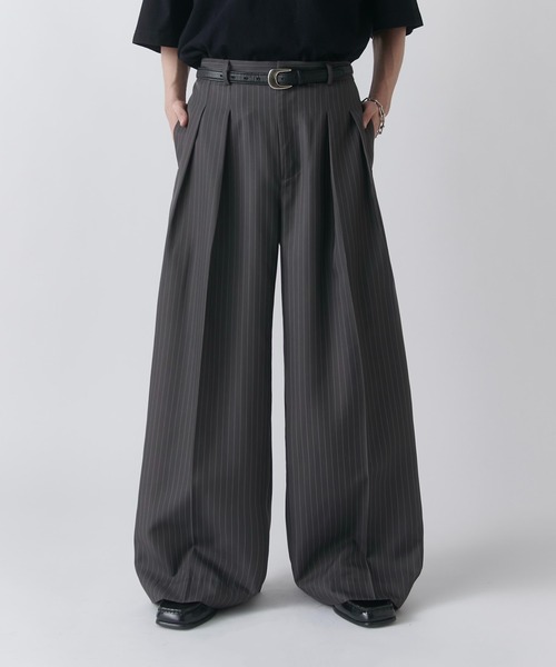 Lui's（ルイス） ワイドパンツ スラックス 「Neucon」PINSTRIPE 2TUCK