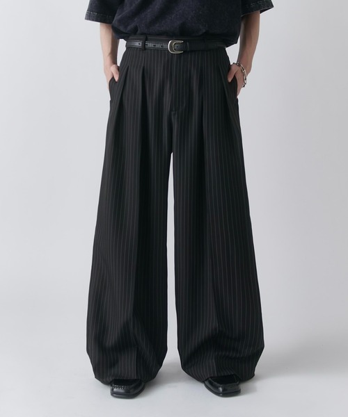 Lui's（ルイス） ワイドパンツ スラックス 「Neucon」PINSTRIPE 2TUCK