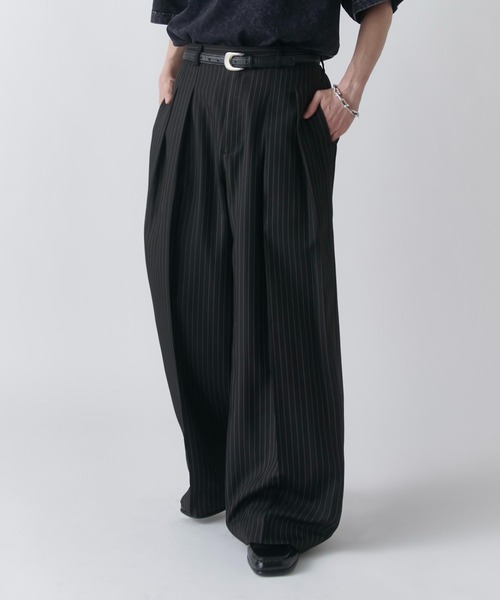 Lui's（ルイス） ワイドパンツ スラックス 「Neucon」PINSTRIPE 2TUCK