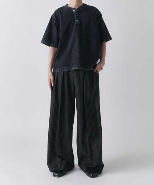 Lui's（ルイス） ワイドパンツ スラックス 「Neucon」PINSTRIPE 2TUCK