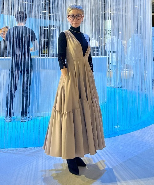 「JENNE」 ノースリーブワンピース SMALL ブラック レディースの画像