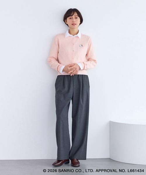 カーディガン 「ROPE' PICNIC×ハローキティ」ワッペンケーブルニット