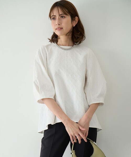 「UNFILO」 半袖ブラウス SMALL ホワイト レディース_画像4