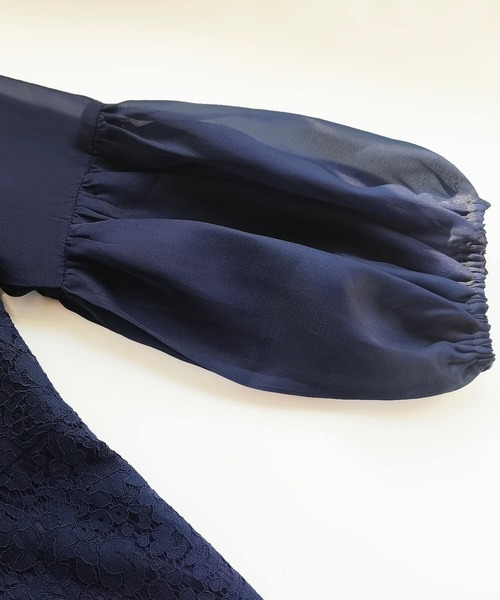 「Cinderella」 7分袖ワンピース LARGE ネイビー レディース_画像3