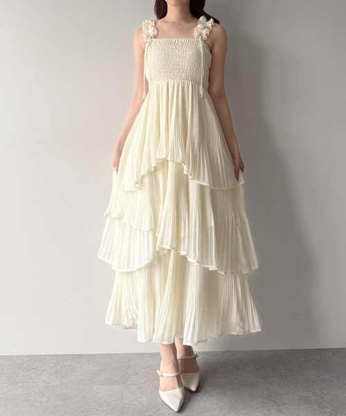 mipiarl ワンピース ランダムプリーツティアードワンピース : ZOZOTOWN