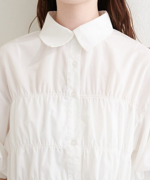natural couture ブラウス シャツ シャーリングパフスリーブブラウス