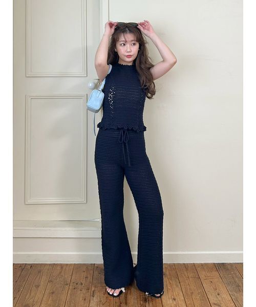 LILY BROWN（リリーブラウン） パンツ クロシェトリムニットパンツ