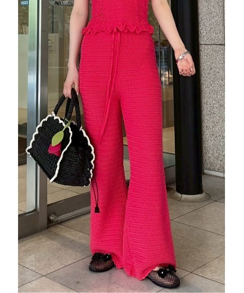 LILY BROWN（リリーブラウン） パンツ クロシェトリムニットパンツ