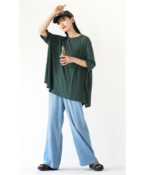 「e-zakkamania stores」 長袖カットソー フリー ダークグリーン レディース_画像7