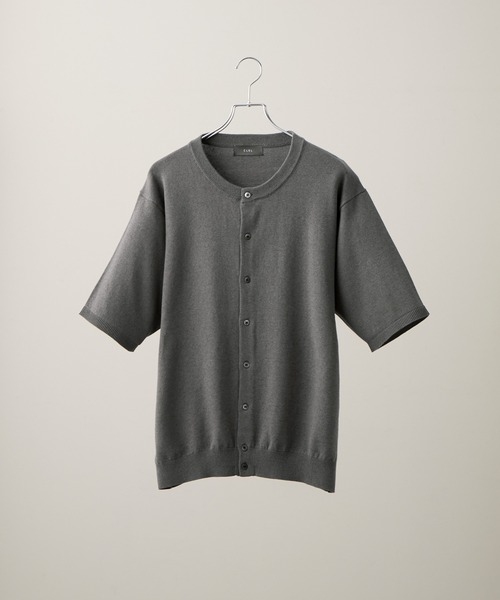 Drawer コットンシルク クルーネック半袖ニット グレー 1 日本製 Drawer コットンシルク クルーネック半袖ニット グレー 1 日本製