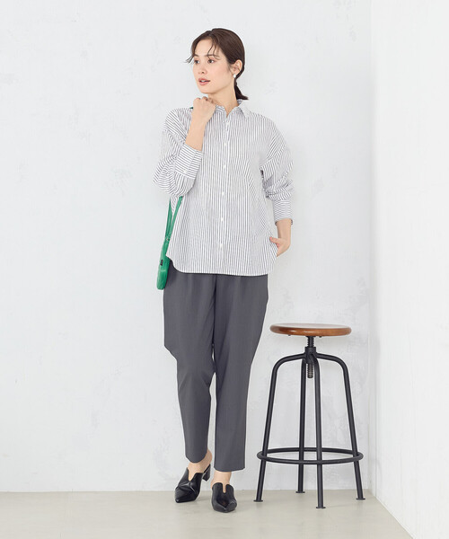 「COMME CA ISM」 長袖シャツ LARGE ネイビー レディース_画像3
