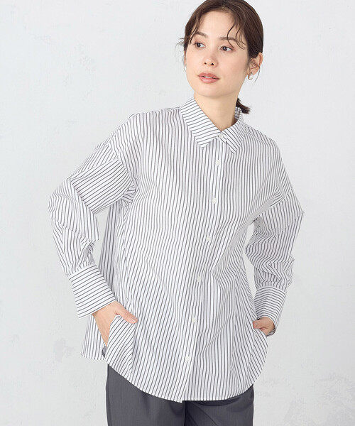 「COMME CA ISM」 長袖シャツ LARGE ネイビー レディース_画像5