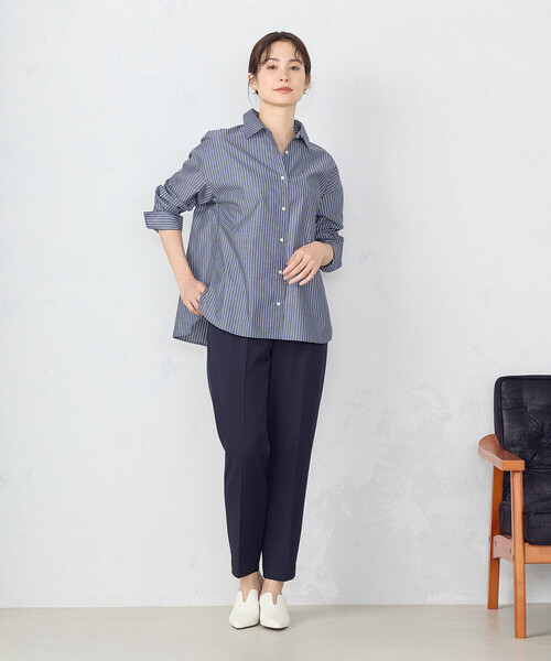 「COMME CA ISM」 長袖シャツ LARGE ネイビー レディース_画像8