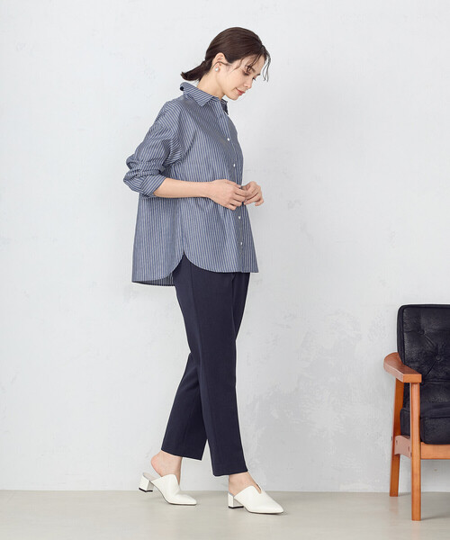 「COMME CA ISM」 長袖シャツ LARGE ネイビー レディース_画像9