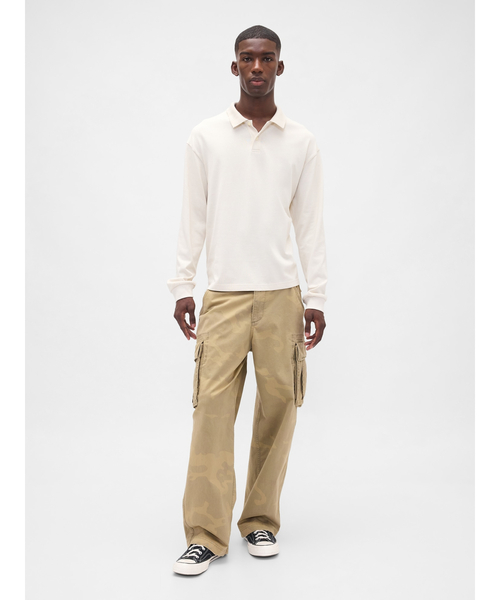 「GAP」 長袖ポロシャツ X-SMALL ベージュ メンズ_画像2