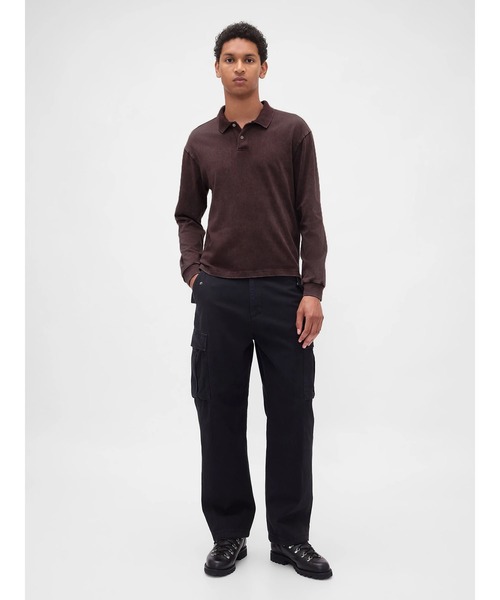 「GAP」 長袖ポロシャツ X-SMALL ベージュ メンズ_画像9