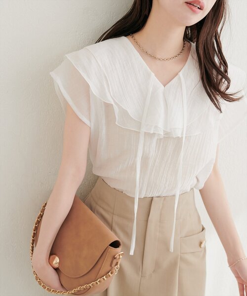 natural couture リネンシャツ ブラウス シャツ 半袖 シアーワッシャー