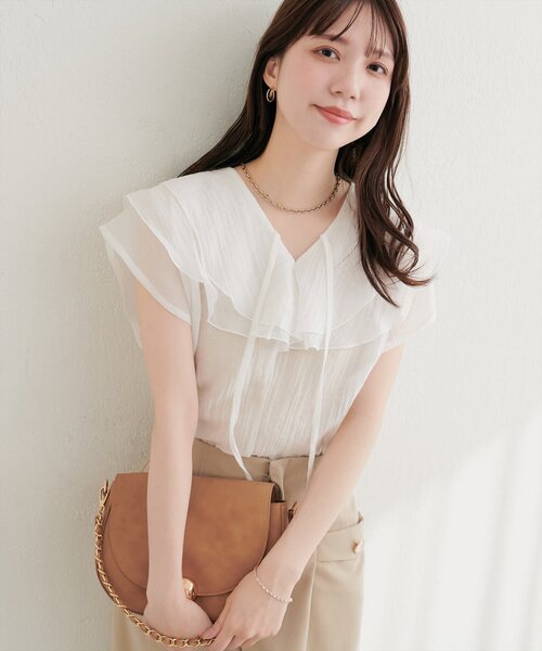 natural couture リネンシャツ ブラウス シャツ 半袖 シアーワッシャー